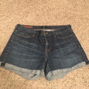 Distressed jean shorts