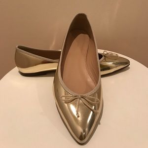 J. crew Metallic Gold Patentl ballet flats