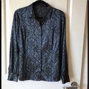 Ann Taylor stretch silk printed blouse