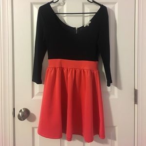 Black and Coral Charlotte Russe Dress