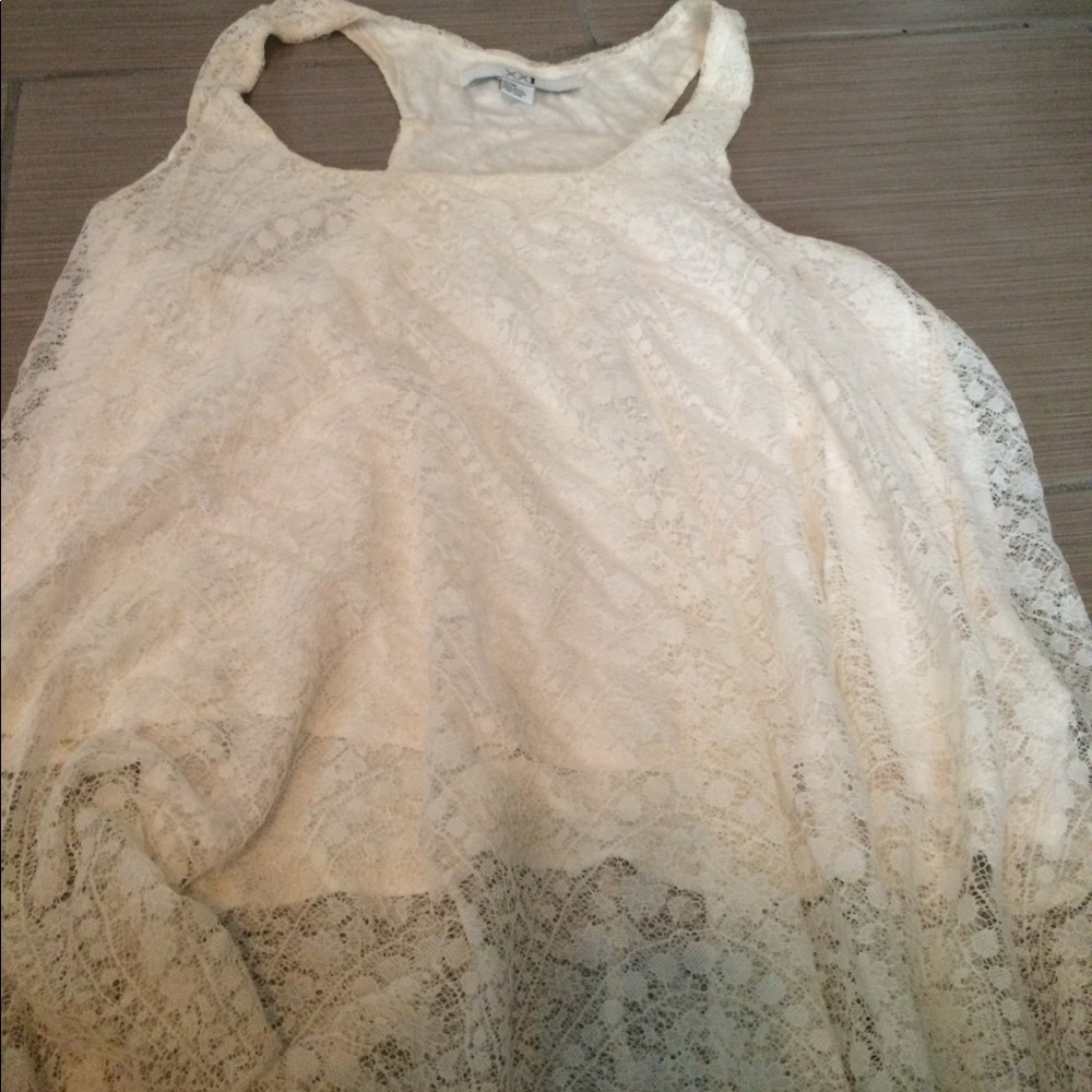 White thank top with see through