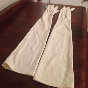 Vintage white over the elbow gloves