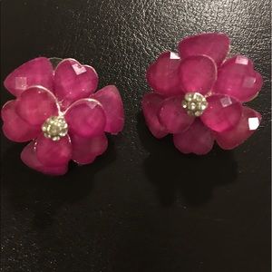 Large pink flower stud earrings