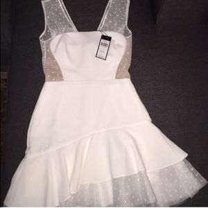 👗HP ❤️🍾White Adriana Asymmetrical Ruffle Dress