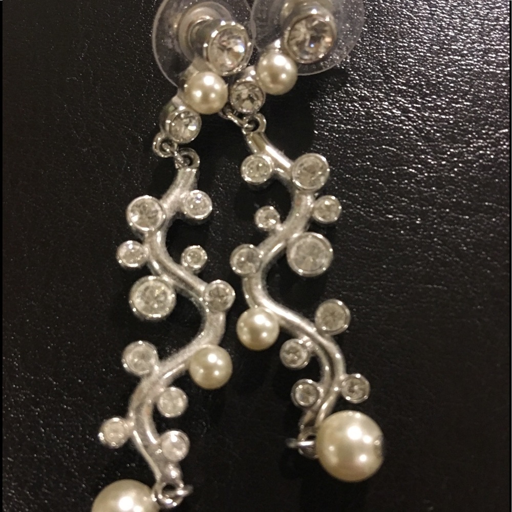 Swarovski silver, pearl, and crystal earrings