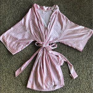 Pink and White silky Victoria secret robe