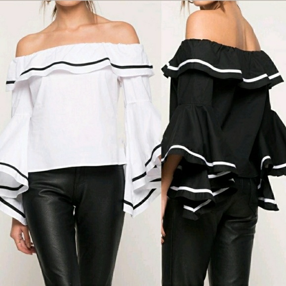 HP||🌟Darling Off Shoulder Bell Sleeve Blouse - Picture 7 of 7