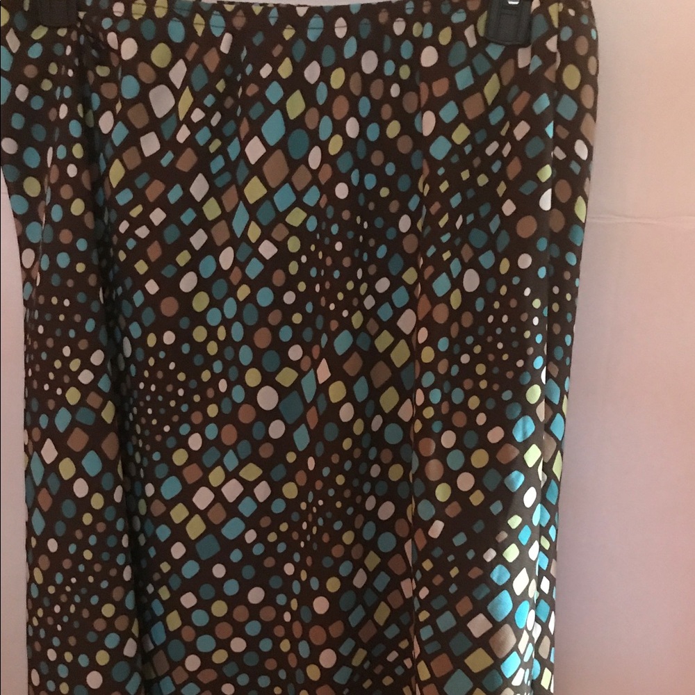 SALE Brown turquoise lime geo midi skirt 18/20W