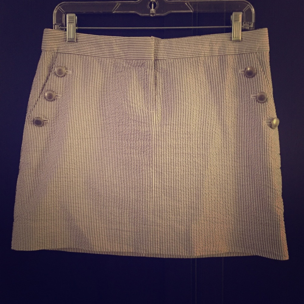 J.crew seersucker button striped skirt