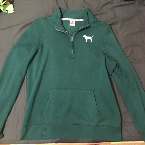 PINK Victoria's Secret Sweaters - PINK green 1/4 zip sweater