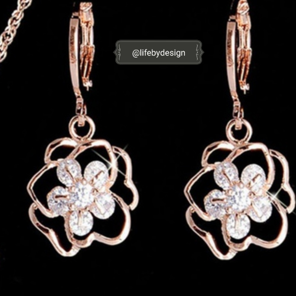 14k Gold Filled Rose with Cubic Zirconia Earrings