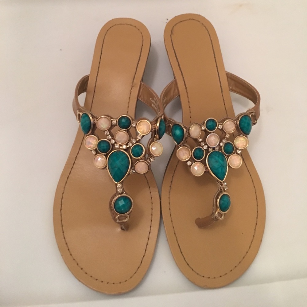 Jeweled slide on sandals