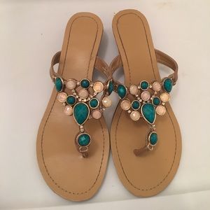 Jeweled slide on sandals