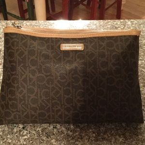 CK large logo monogram dark brown/kahaki bag.