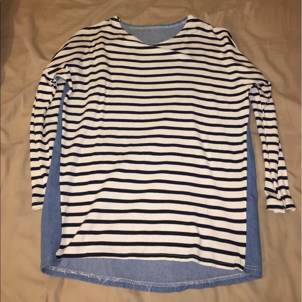 B&W Striped Denim Back Shirt