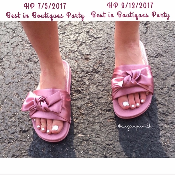 ✨2xHP✨ 🆑SALE🆑 ONE LEFT! SIZE 7 Pink Satin Slides - Picture 5 of 6
