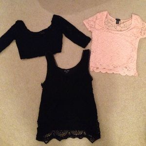 Bundle of 3 crochet/lace tops