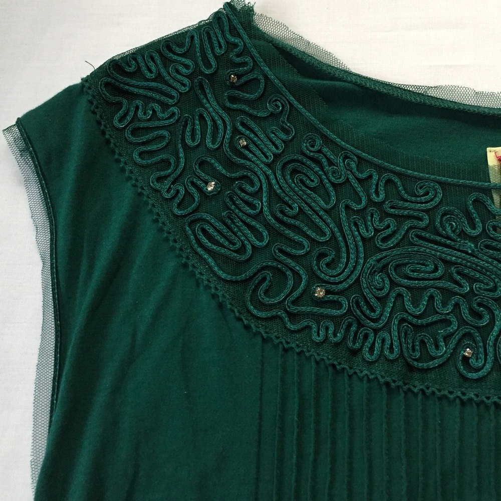 NWOT Free People Ribbon Scrolling Mesh Rouched Tee - Picture 3 of 6