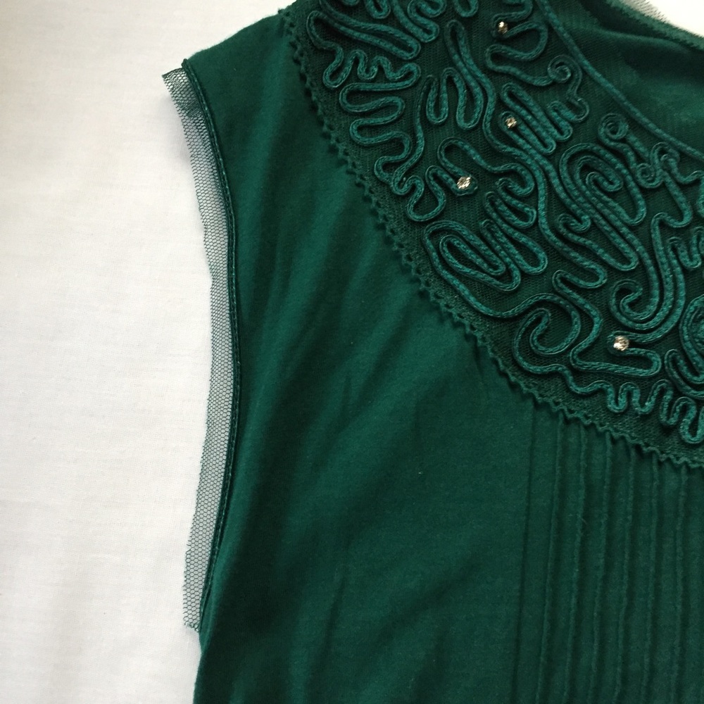 NWOT Free People Ribbon Scrolling Mesh Rouched Tee - Picture 4 of 6