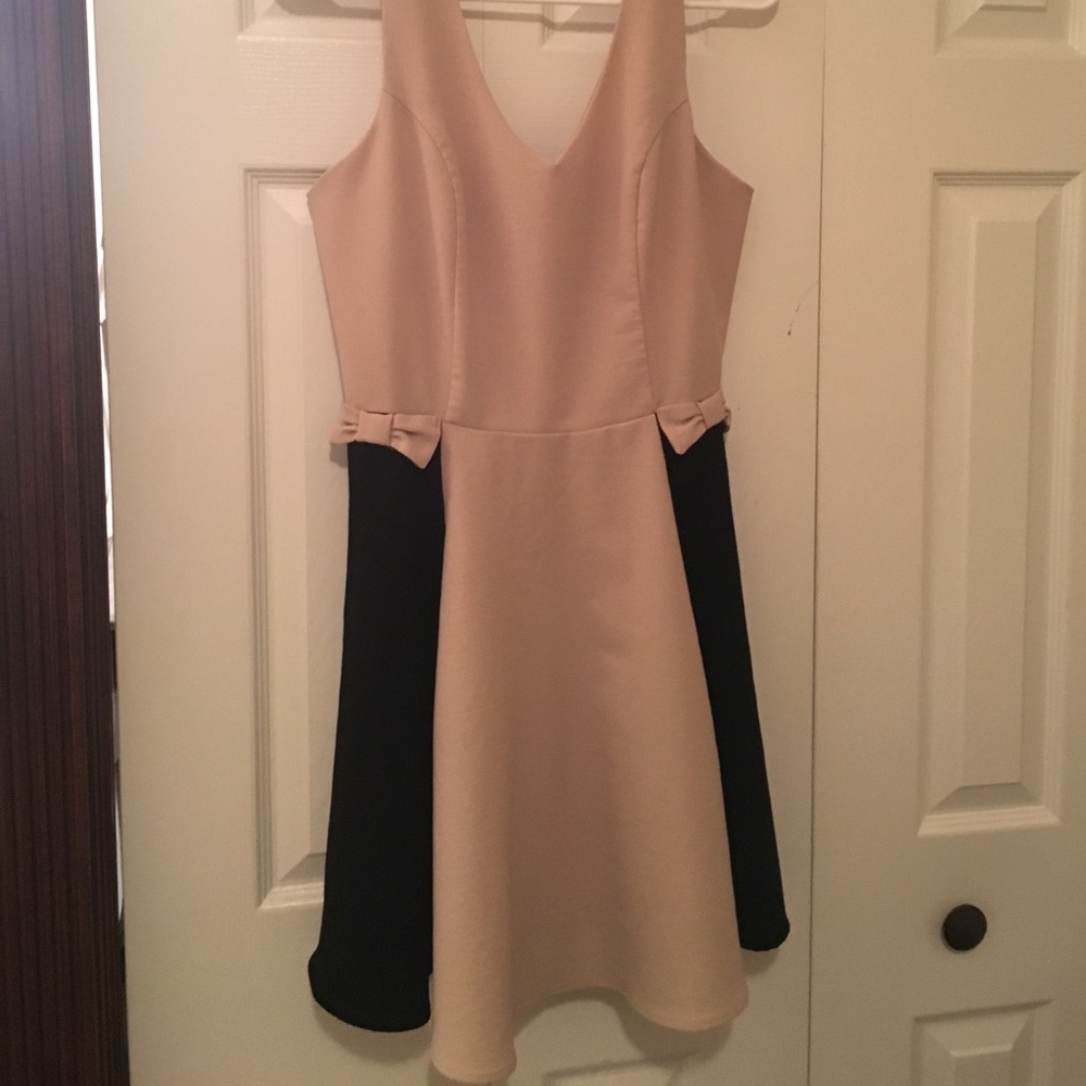 Formal tan and black dress