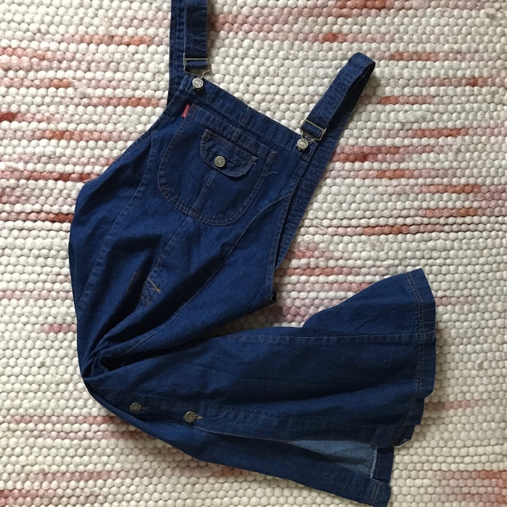 1970's Fitted Denim Overall Dress
