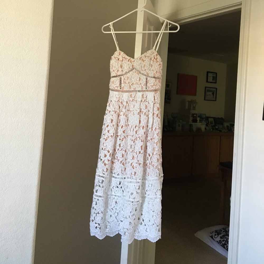 Ivory midi lace dress