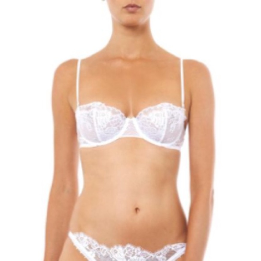 NWT La Perla white lace balconette bra 34C