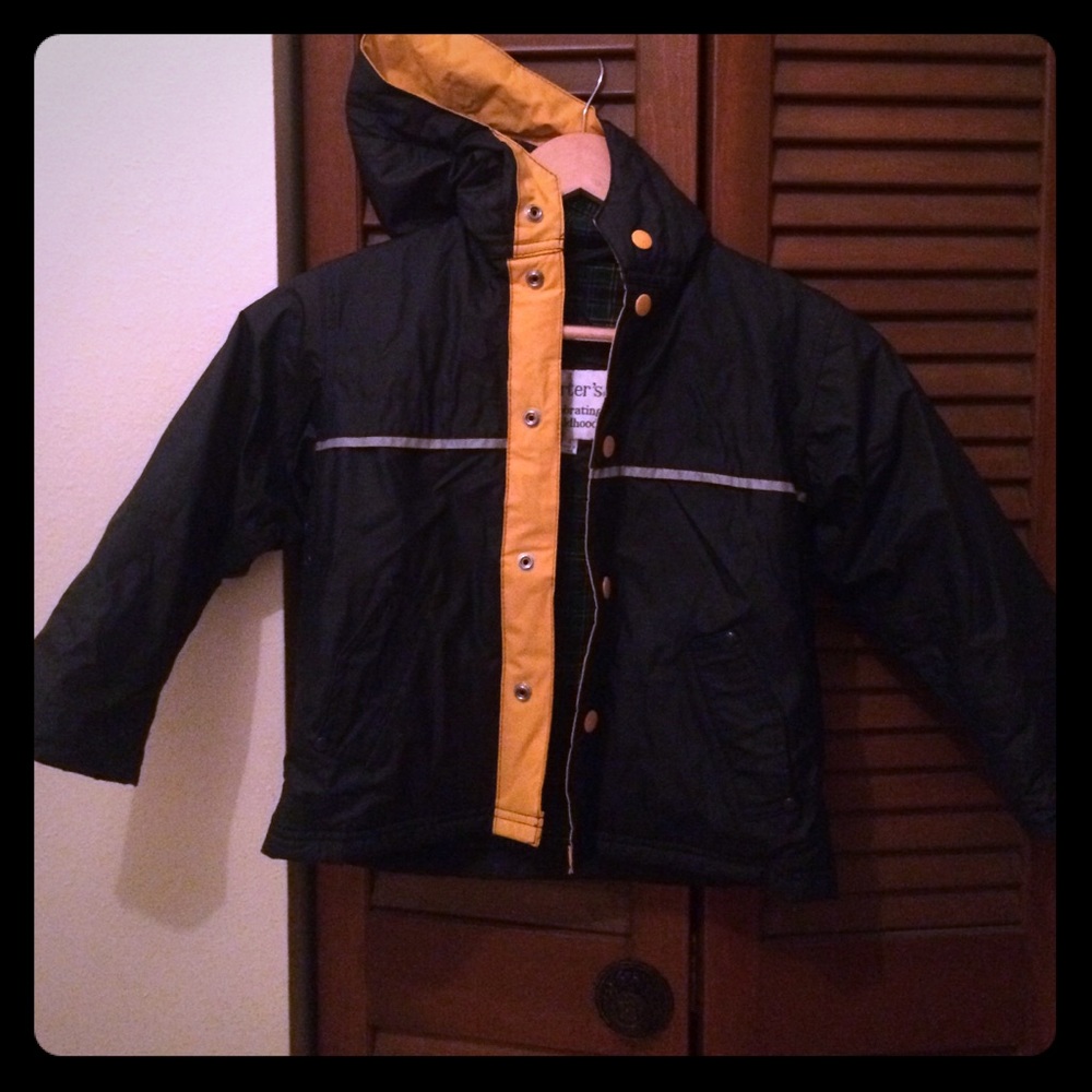 Carter's fleece lined, hooded rain jacket, navy, 4