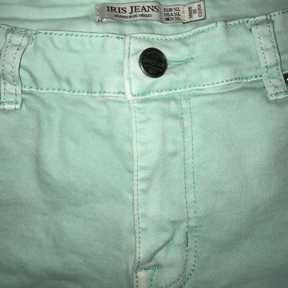 Mint/light blue denim shorts - Picture 3 of 4