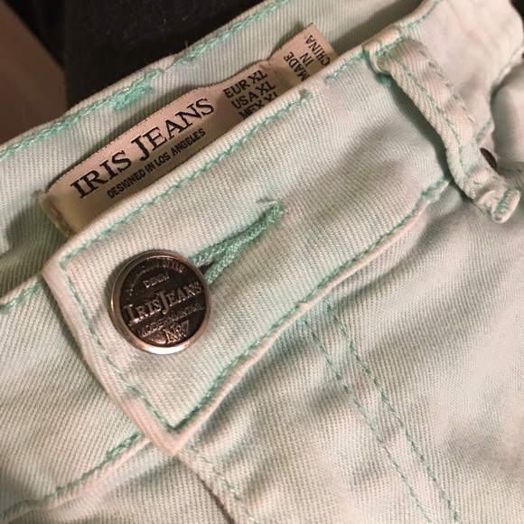 Mint/light blue denim shorts - Picture 4 of 4