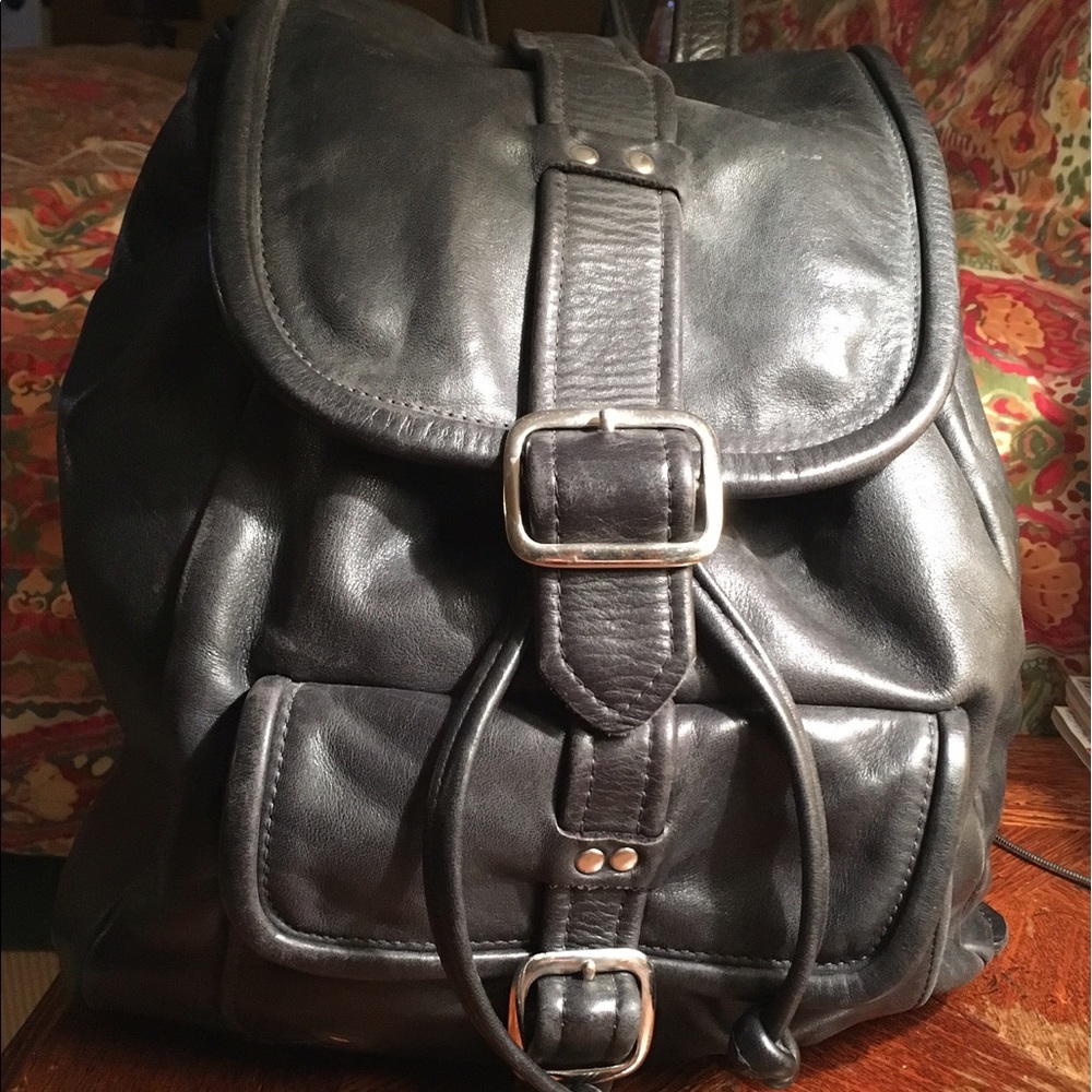 Black leather purse backpack