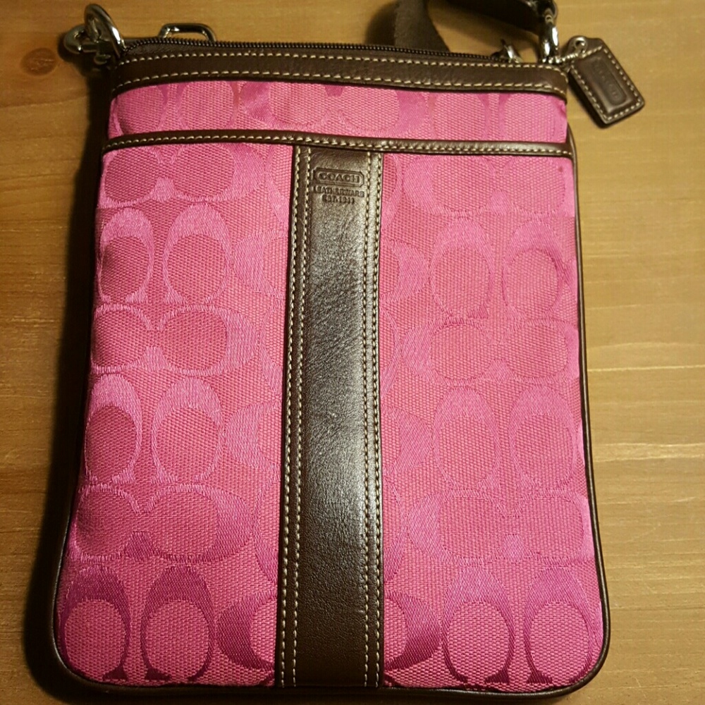 Pink and brown Coach purse