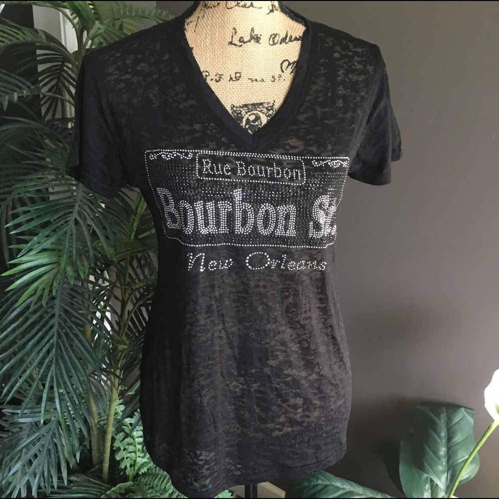 Black studded Bourbon St short sleeve T-shirt