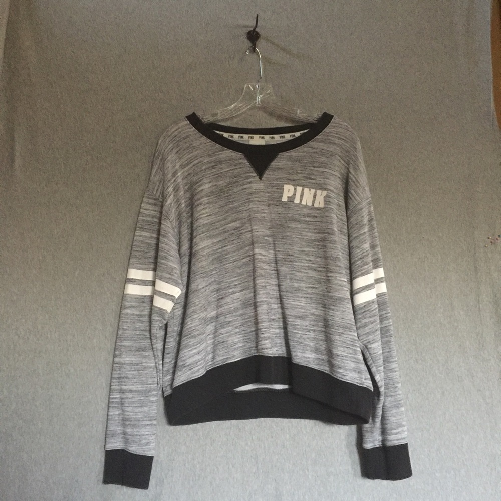 Gray and Black PINK cropped Sweatshirt