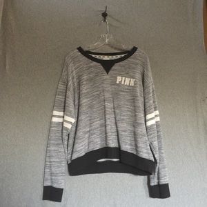 Gray and Black PINK cropped Sweatshirt