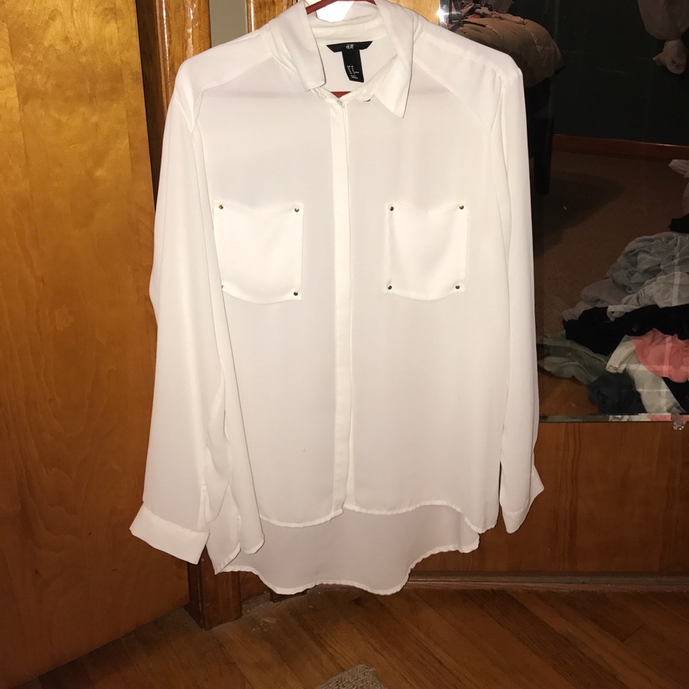H&M sheer white blouse