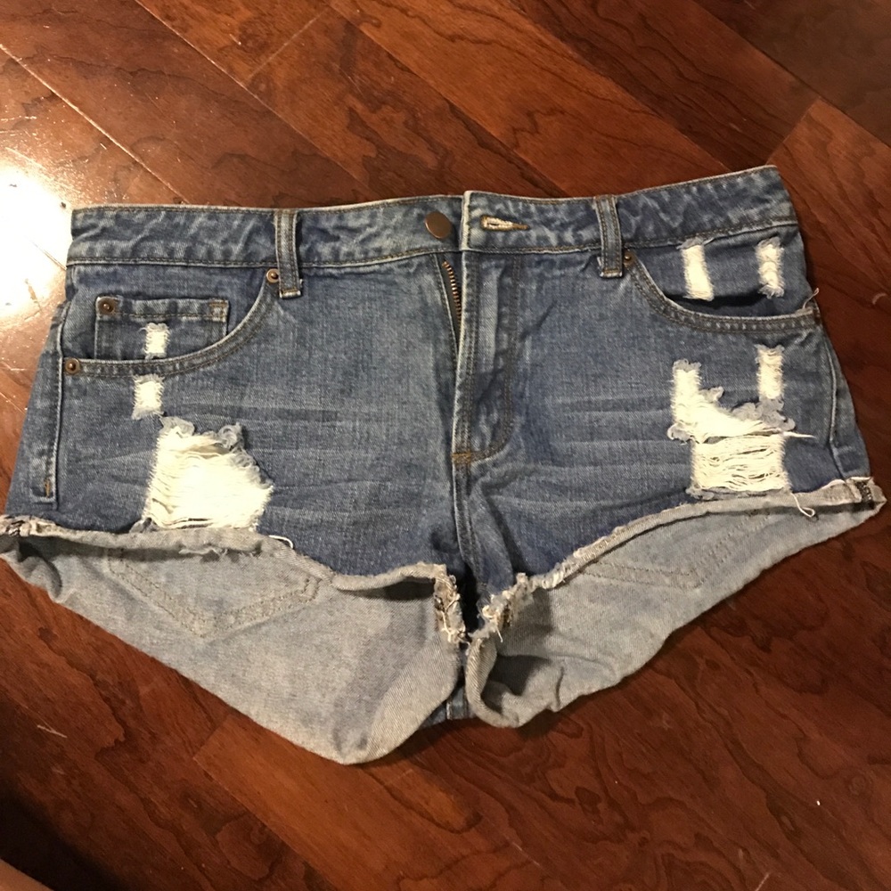 High waisted denim shorts
