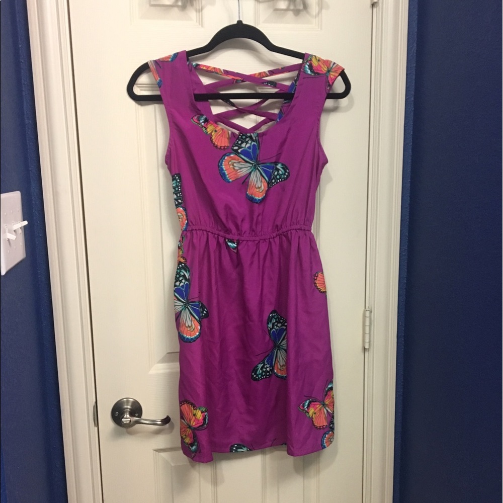 Butterfly dress with criss cross back detail
