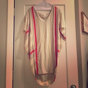 Neutral Anthropologie Tunic with Orange Stripes