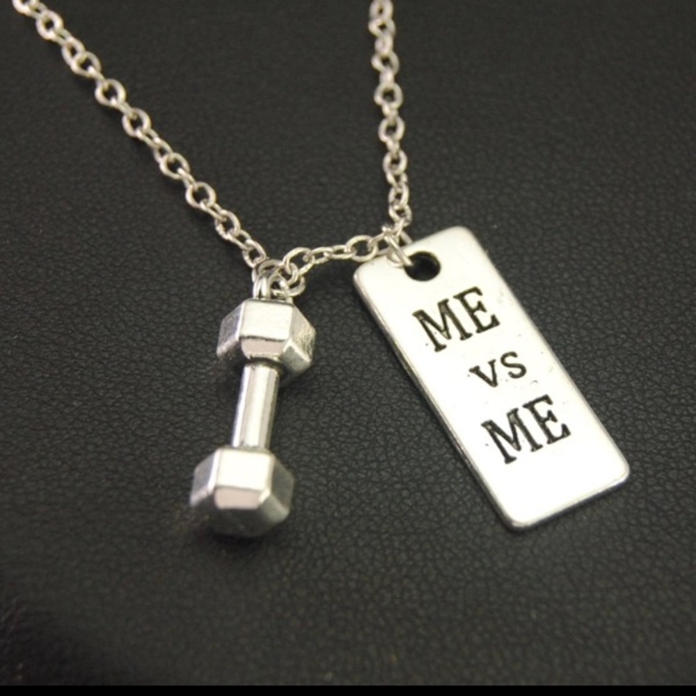 EXERCISE FANATIC/DUMBBELL/WORKOUT PENDANT NECKLACE
