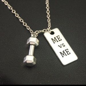 EXERCISE FANATIC/DUMBBELL/WORKOUT PENDANT NECKLACE