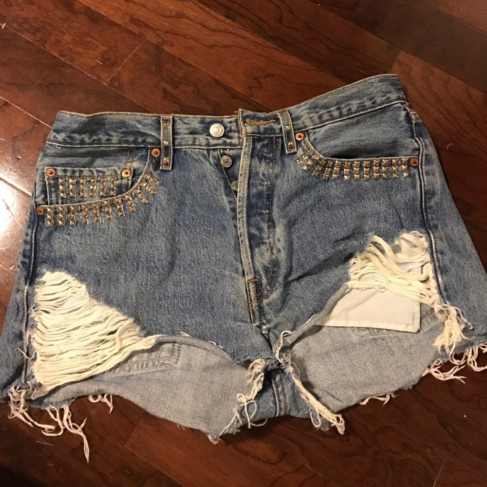 High waisted studded shorts