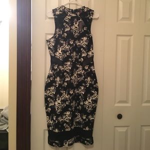 Material girl black and white midi dress