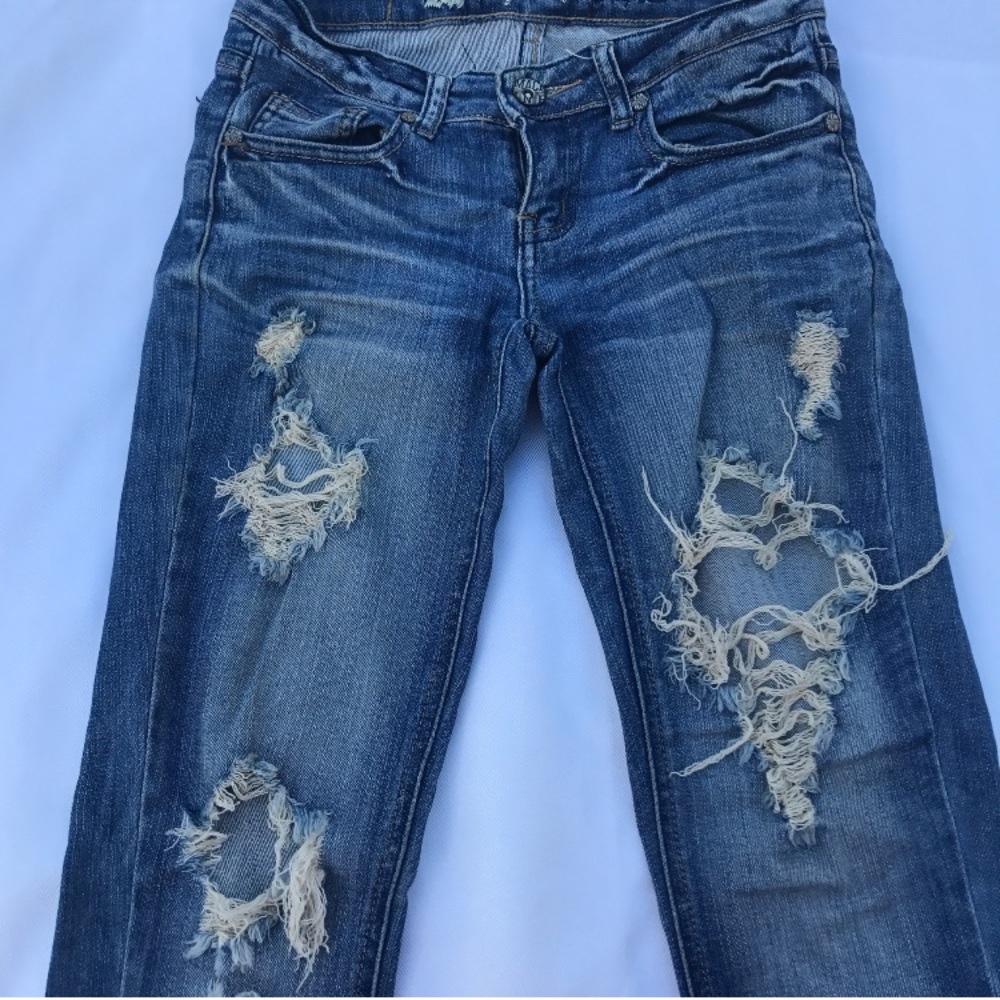 Ripped blue jeans