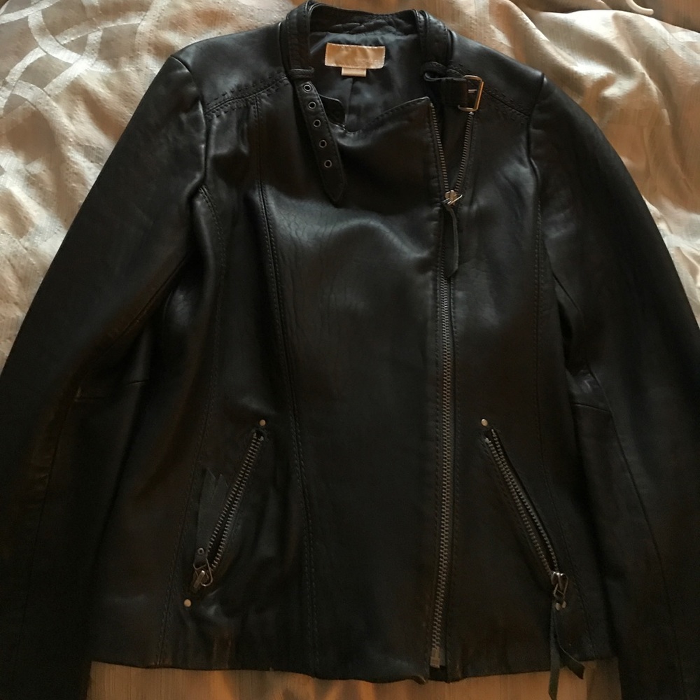 Michael Kors black leather jacket large
