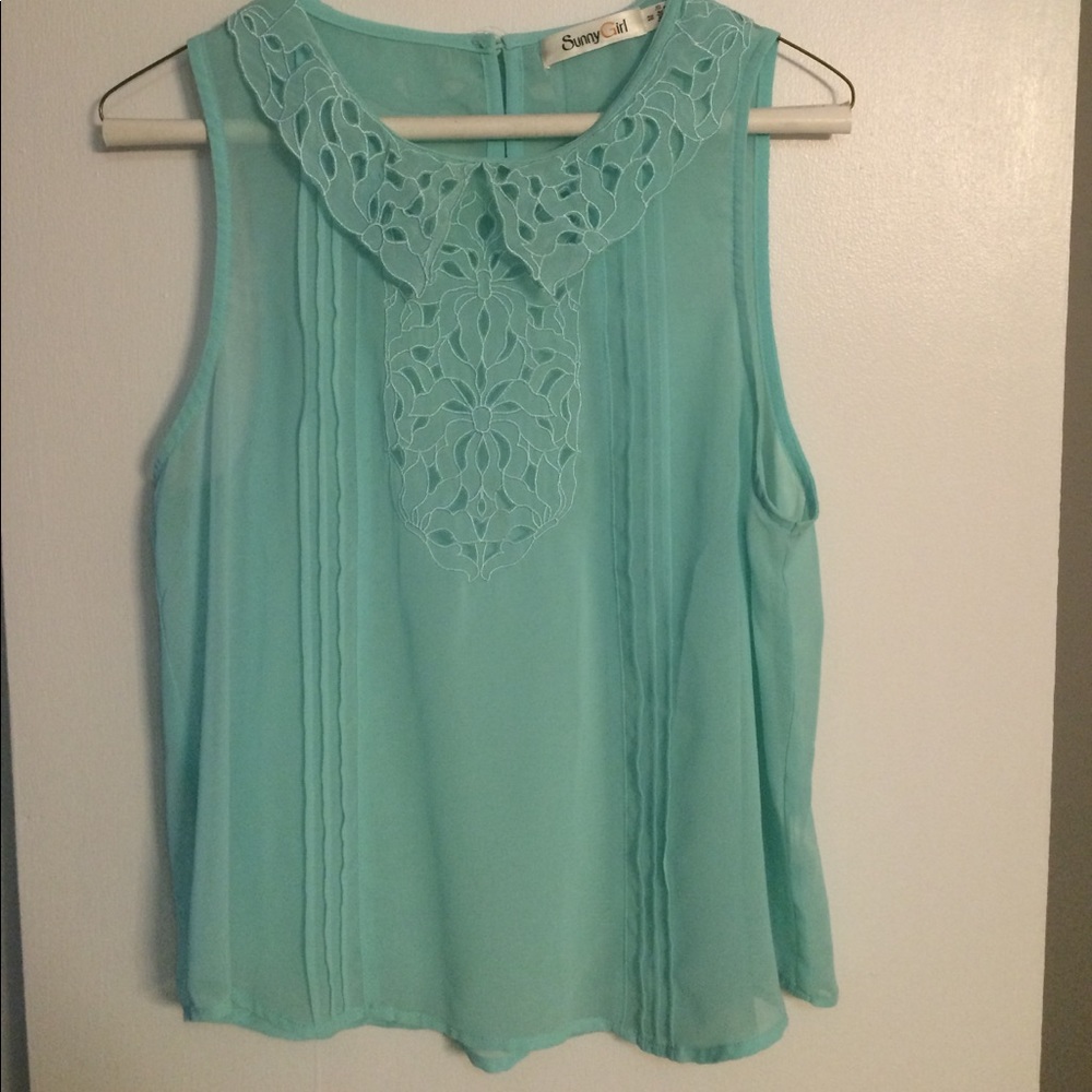 Modcloth Sheer Turquoise Top