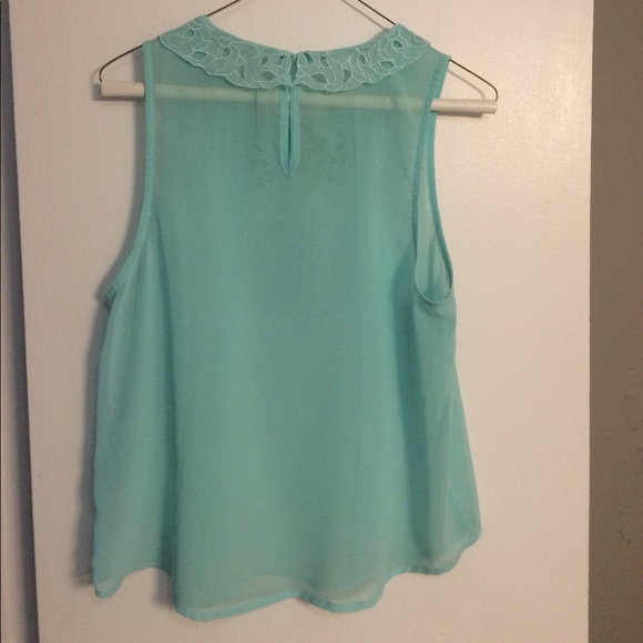 Modcloth Sheer Turquoise Top - Picture 2 of 3