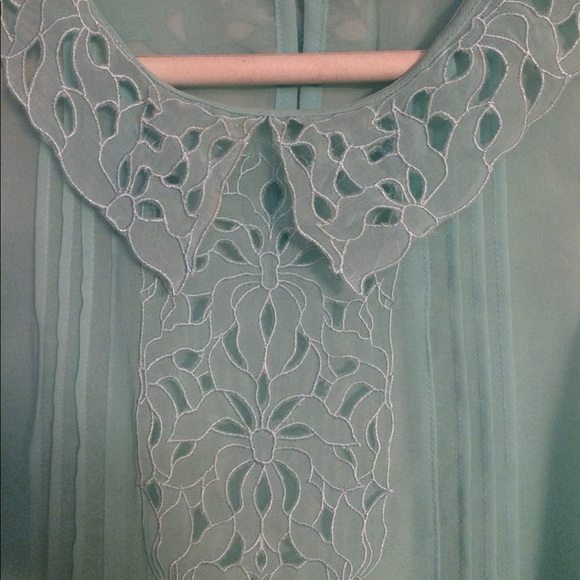 Modcloth Sheer Turquoise Top - Picture 3 of 3