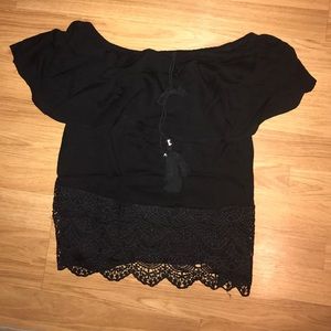 Black off the shoulder lace bottom top