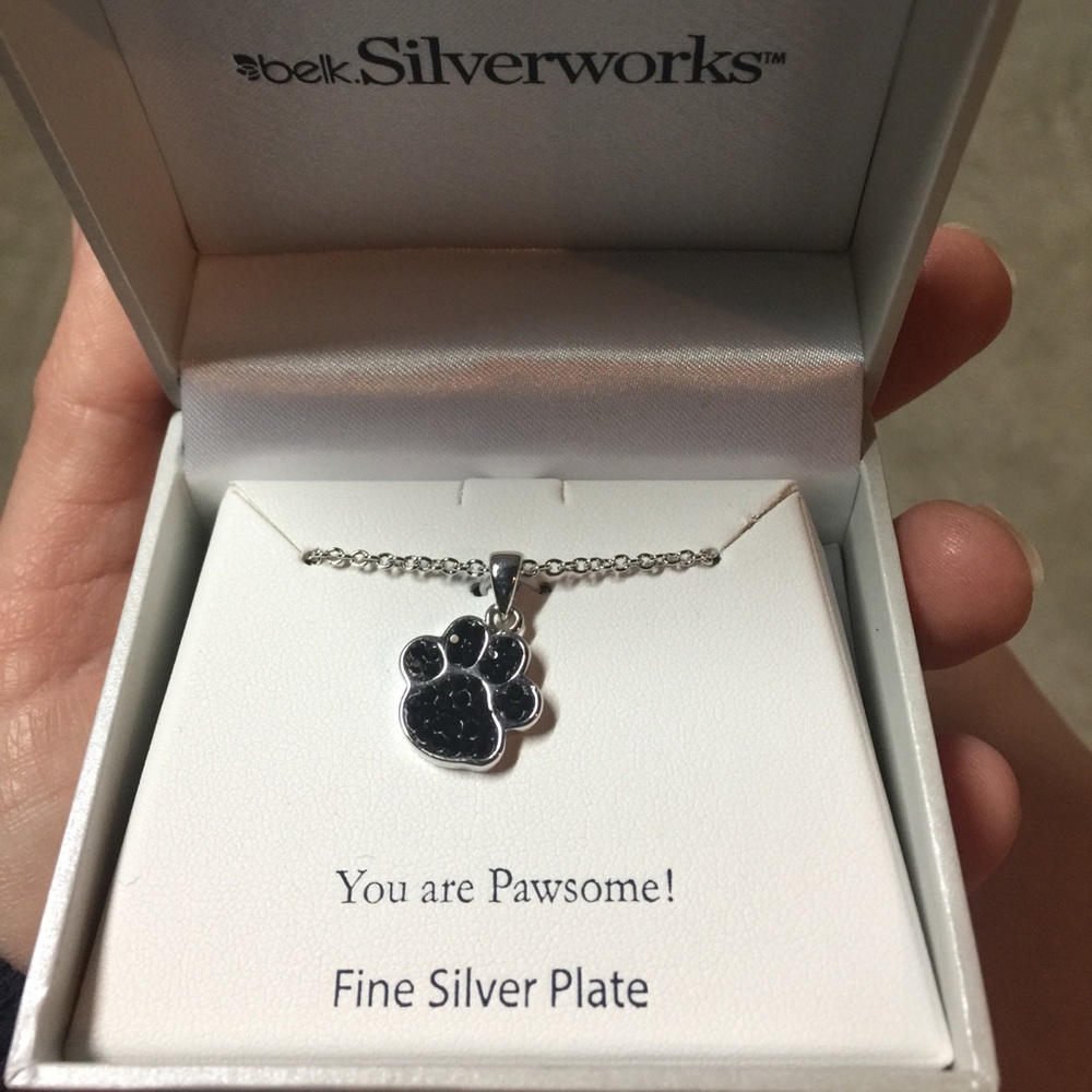 Black paw print necklace